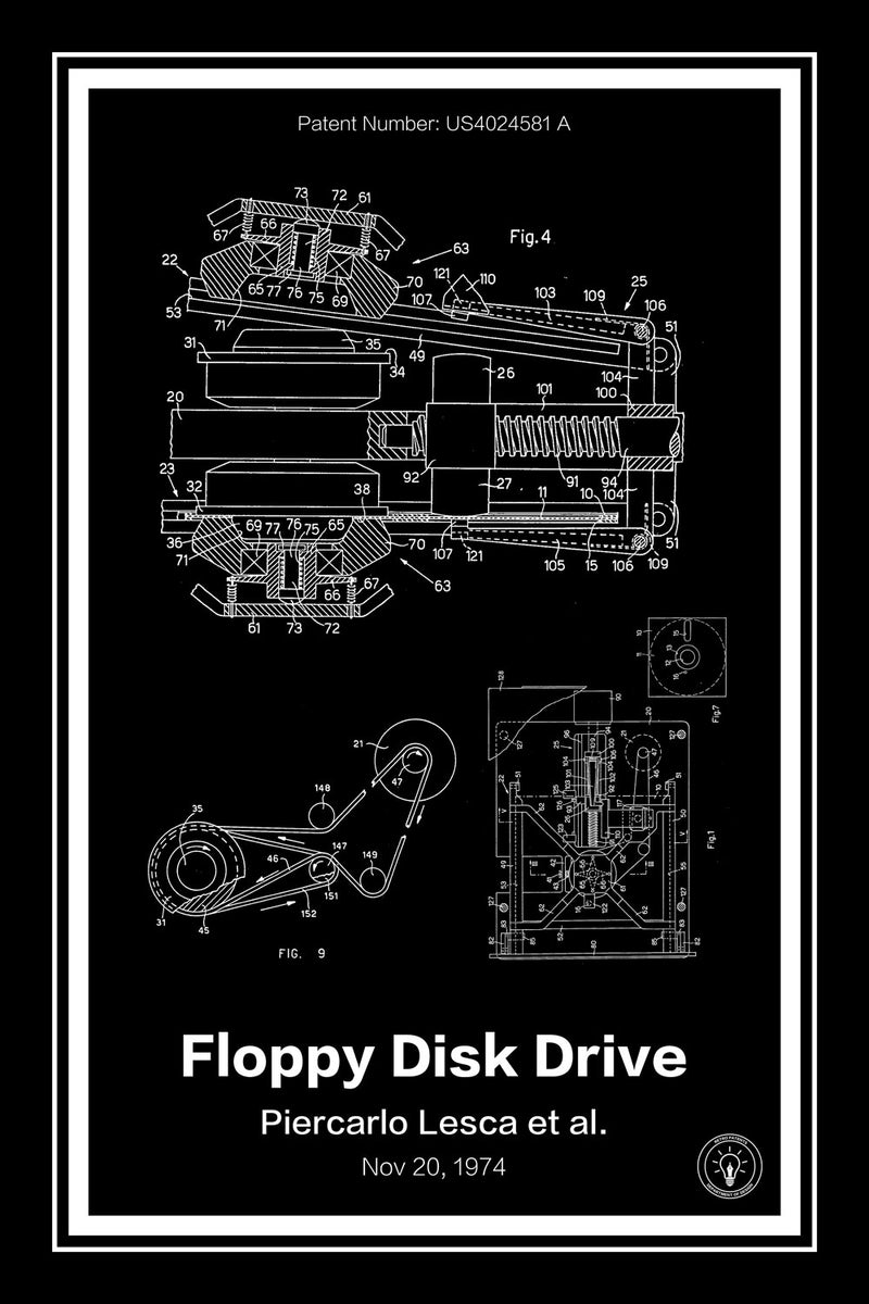Floppy Disk Drive Patent Print Retro Patents