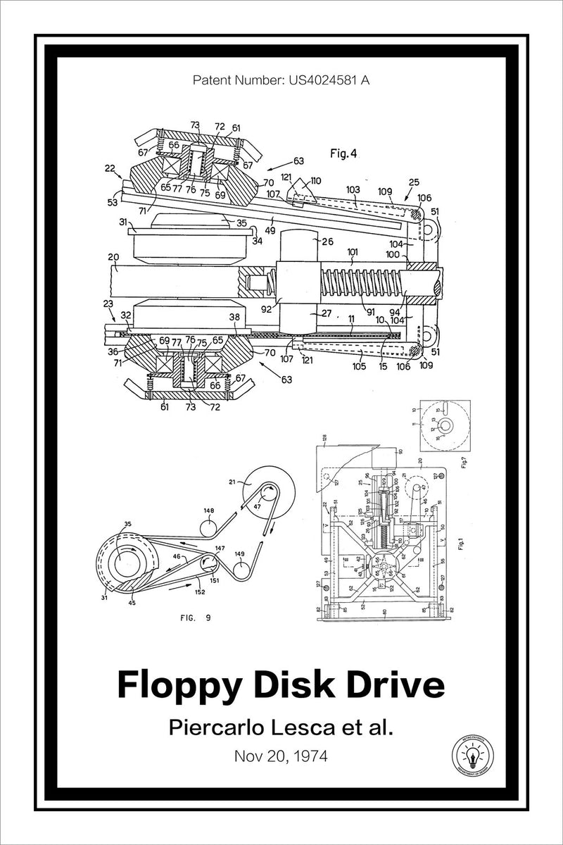 Floppy Disk Drive Patent Print Retro Patents