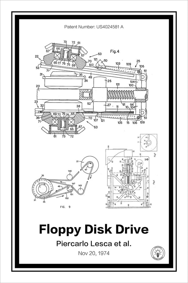 Floppy Disk Drive Patent Print - Retro Patents