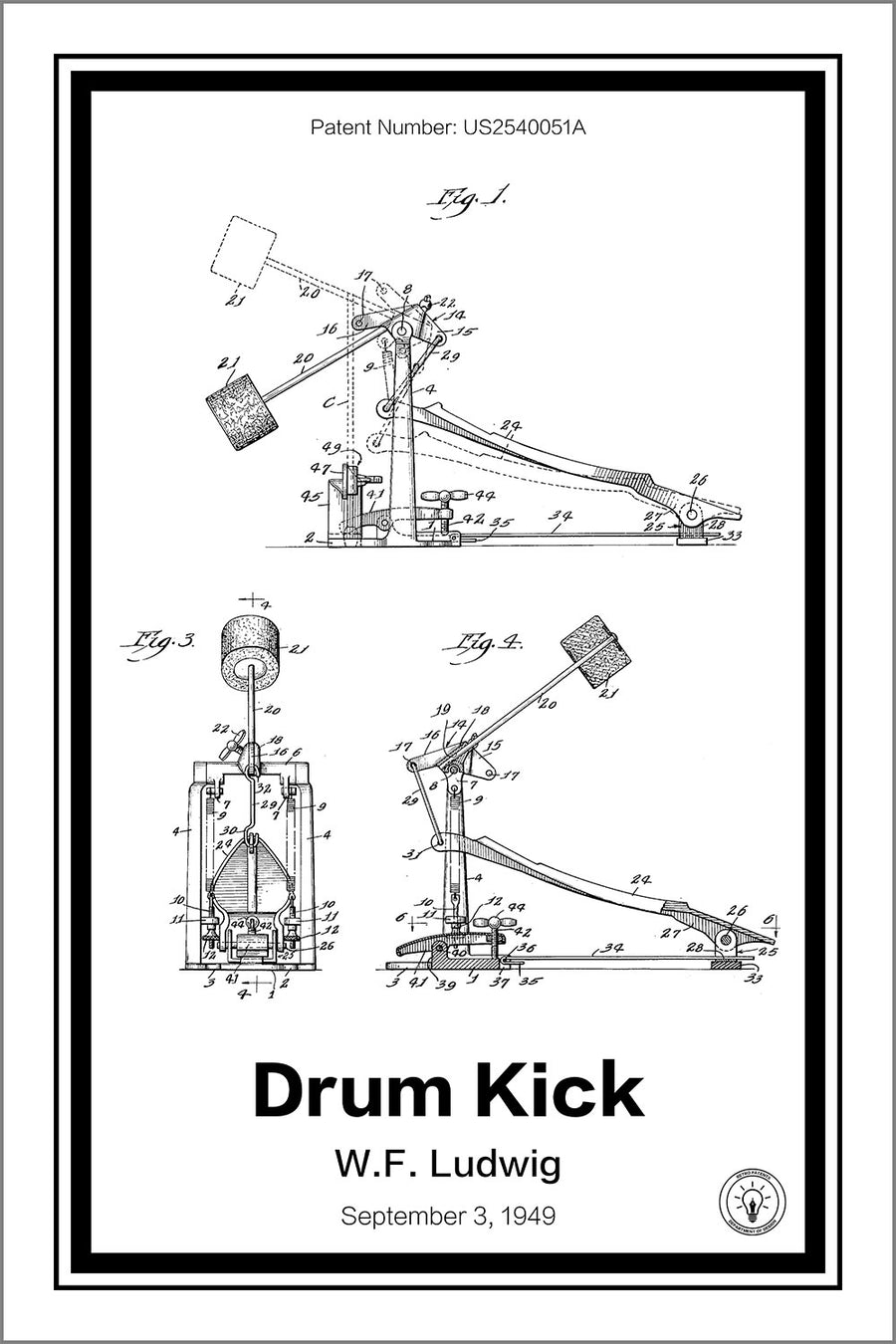 Drum Kick Patent Print - Retro Patents