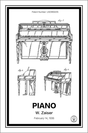 Piano Patent Print - Retro Patents