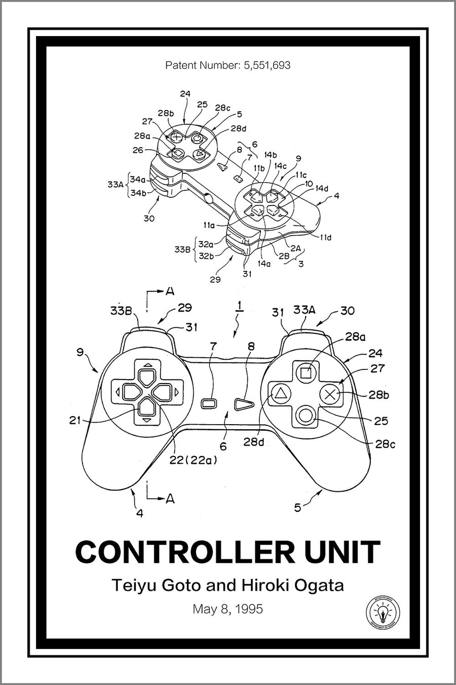 Playstation Controller® Patent Print - Retro Patents