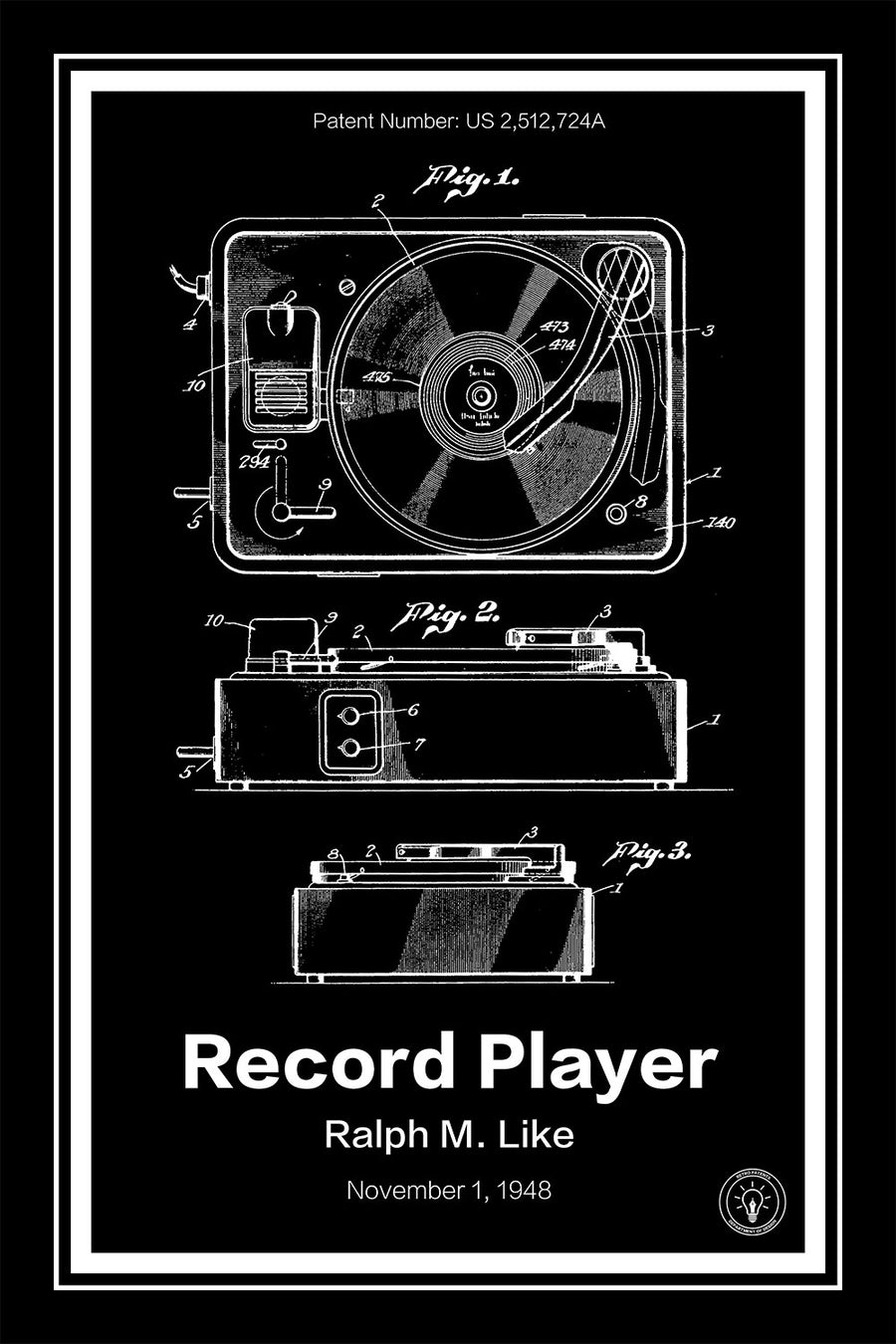 Record Player Patent Print - Retro Patents