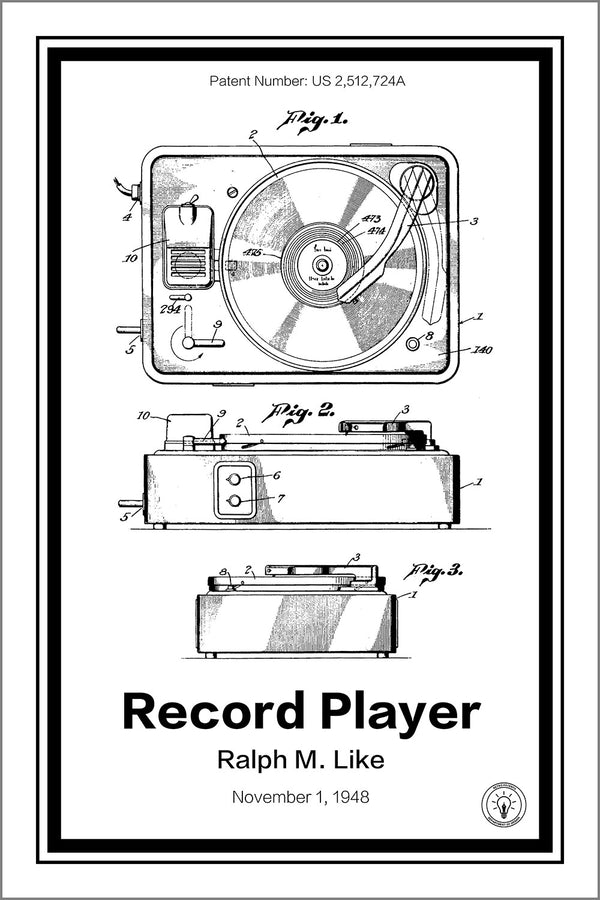 Record Player Patent Print - Retro Patents